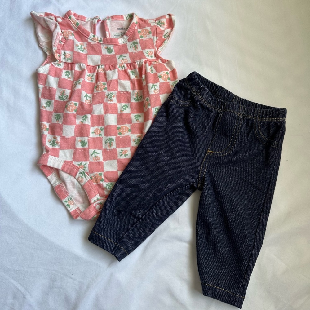 Baby Girl Outfit with Jeggings Size 3 MONTHS